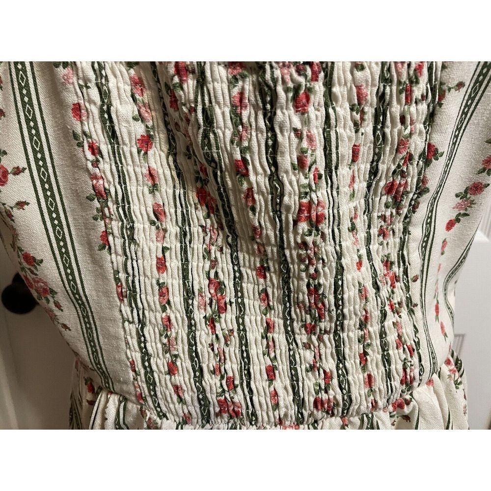 City Chic Floral Linen Blend Sundress Size 14 NWT Pockets Tie Shoulders Smocked - Picture 6 of 9